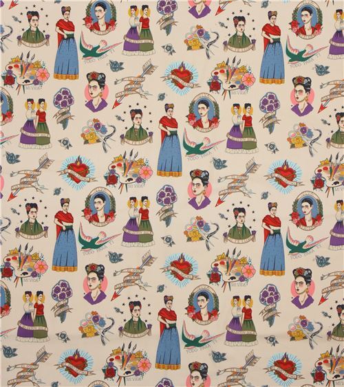 Chutes de tissu de (23 x 112 cm) - Tissu marron p�le par Alexander Henry avec Frida 12