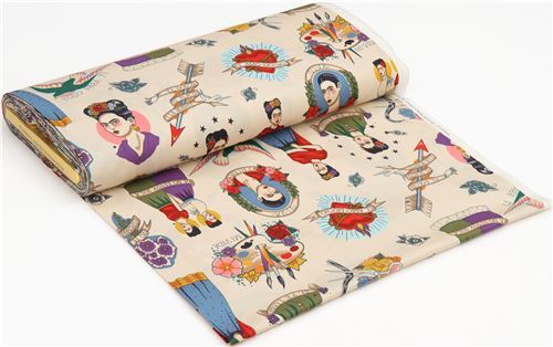 Chutes de tissu de (23 x 112 cm) - Tissu marron p�le par Alexander Henry avec Frida 15