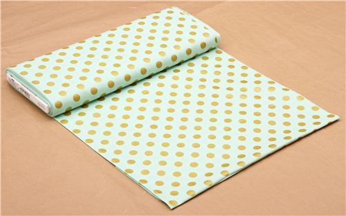 Chutes de tissu de (27 x 112 cm) - Tissu Michael Miller vert p�le Quarter Dot Pearlized avec des poi 3