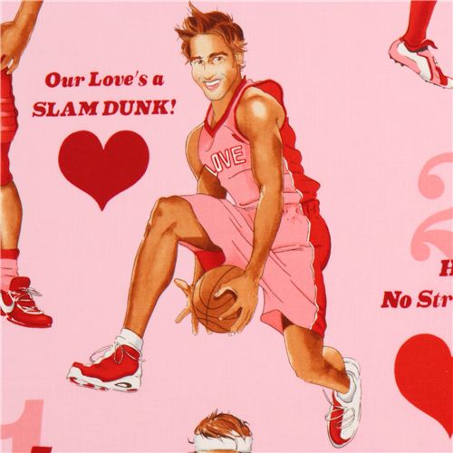 pale pink Alexander Henry pin up athletes fabric love Fabric