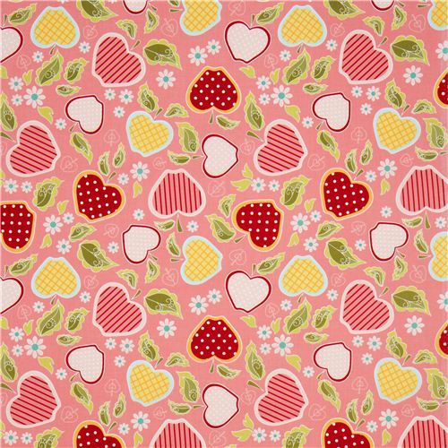 rosa Riley Blake Stoff mit Apfel Herz Blume 2