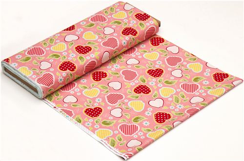 rosa Riley Blake Stoff mit Apfel Herz Blume 3