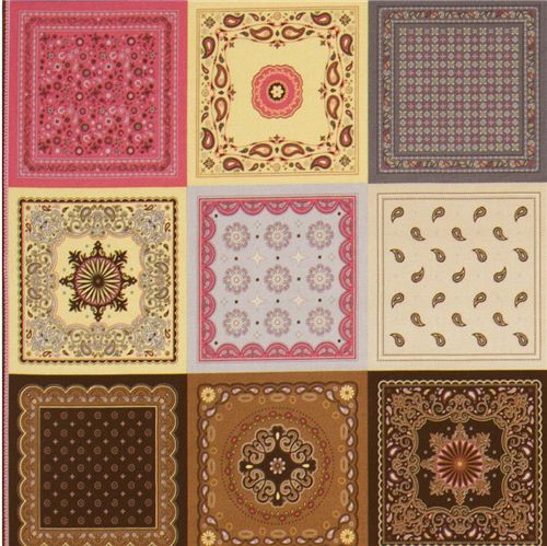 pale pink Riley Blake fabric with patchwork squares paisley 1