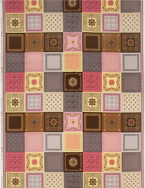 pale pink Riley Blake fabric with patchwork squares paisley 2