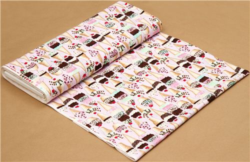 rosa Timeless Treasures-Stoff mit Eiswaffeln Kirsche 3