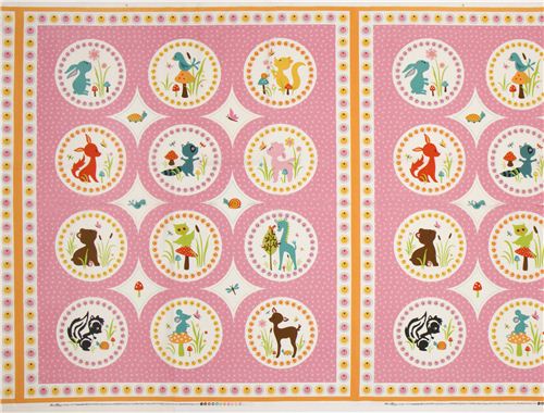 pale pink animal fabric with skunk owl bear Riley Blake USA 2