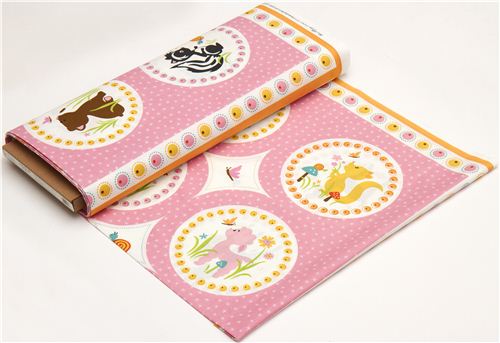 pale pink animal fabric with skunk owl bear Riley Blake USA 3
