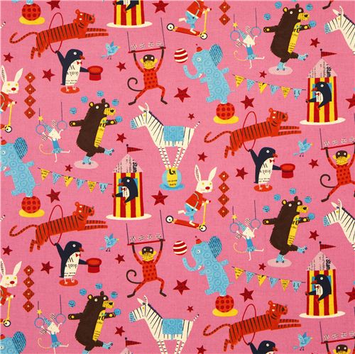 pale rosa canvas fabric circus animal Nancy Wolff Kokka 2