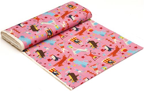 pale rosa canvas fabric circus animal Nancy Wolff Kokka 3