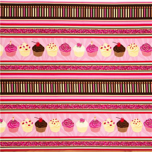 pale rosa designer fabric cupcakes candle cherry in stripes 2