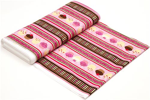 pale rosa designer fabric cupcakes candle cherry in stripes 3