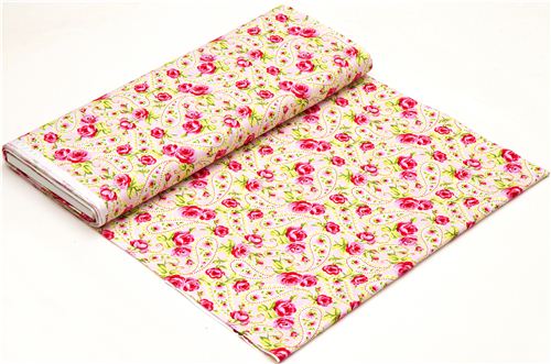 pale pink designer fabric with roses & Paisley from the USA 3