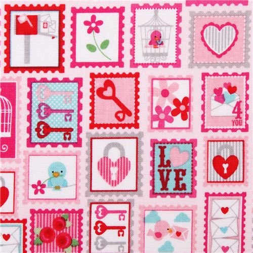 Tela rosa claro amor paloma sello de Riley Blake Lovey Dovey Tela