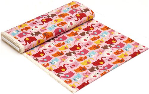 rosa Elefanten Canvas Stoff by Nancy Wolff Kokka 3