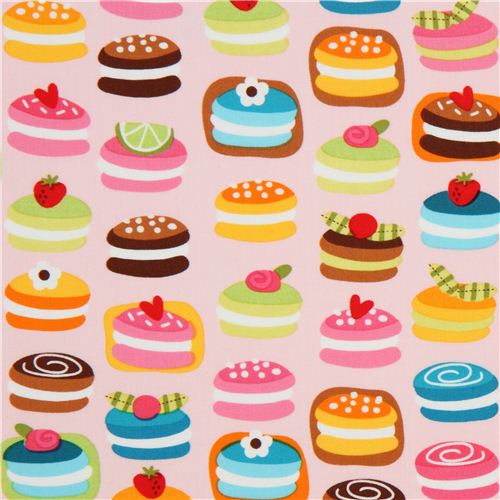 Tela rosa claro pastelillos de colores kawaii Robert Kaufman Tela