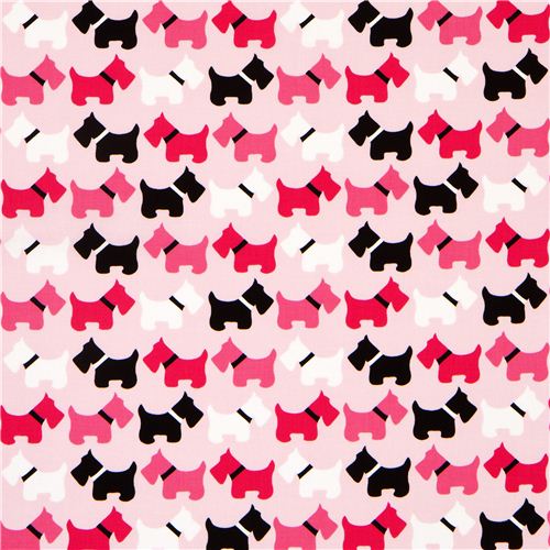 pale pink fabric with Scottie dogs terrier Robert Kaufman 2