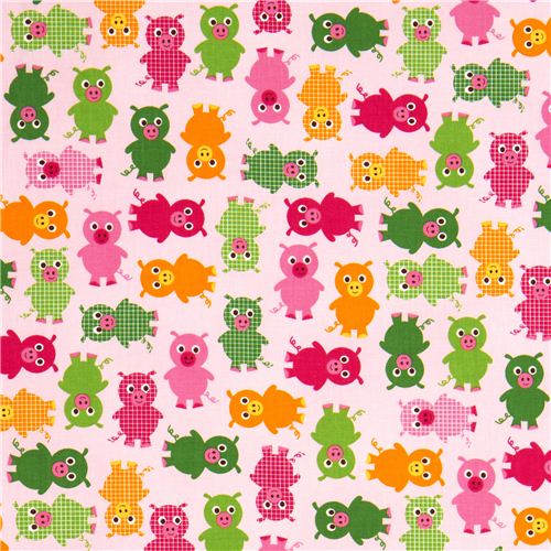 pale rosa fabric with plaid piggies de Robert Kaufman 2