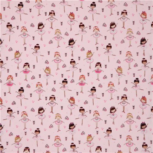 Stoffrest (44 x 112 cm) - rosa Glitzer Ballerina M�dchen Stoff von Timeless Treasures  3
