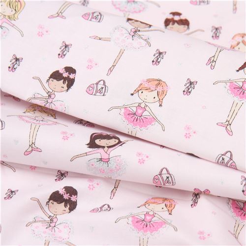 Stoffrest (44 x 112 cm) - rosa Glitzer Ballerina M�dchen Stoff von Timeless Treasures  4