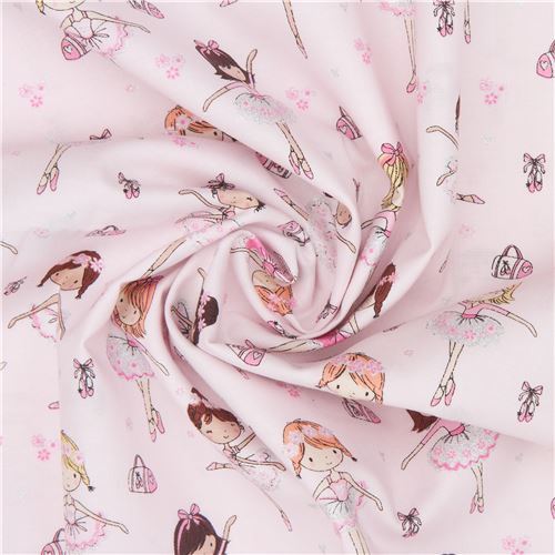 Stoffrest (44 x 112 cm) - rosa Glitzer Ballerina M�dchen Stoff von Timeless Treasures  5