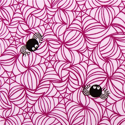 Tissu violet ple Riley Blake avec des toiles d'araignes coll. Halloween Magic Tissu