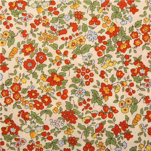 Vivid Retro Ditsy Print Florals Fabric