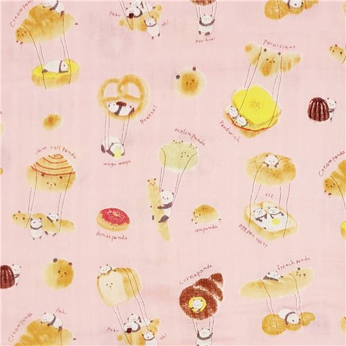 Fat Quarter (50 x 55 cm) - tessuto rosa panda panetteria doppio velo pane pasticcini