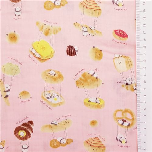 Fat Quarter (50 x 55 cm) - tessuto rosa panda panetteria doppio velo pane pasticcini 2