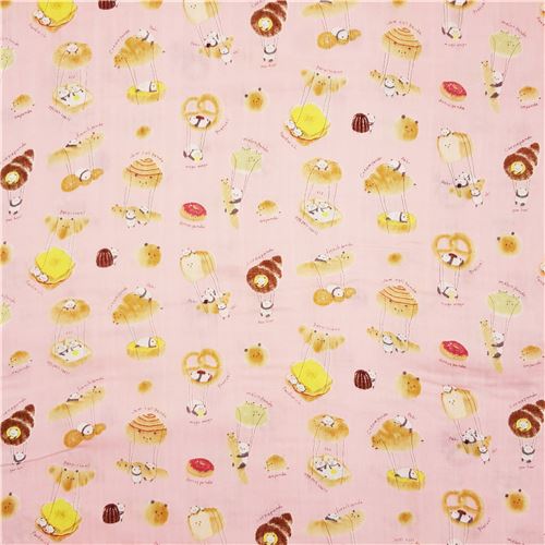Fat Quarter (50 x 55 cm) - tessuto rosa panda panetteria doppio velo pane pasticcini 3