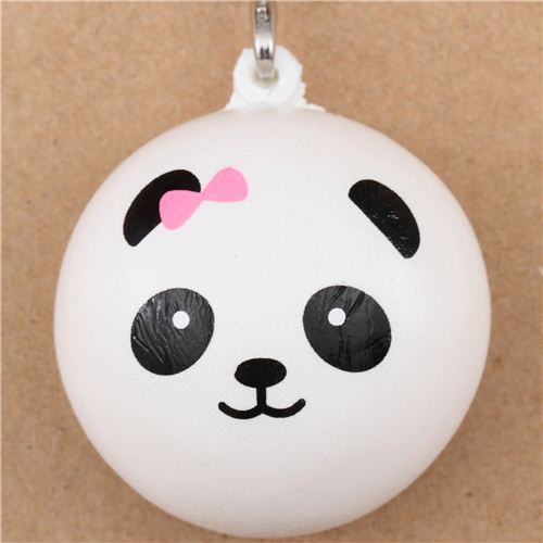 panda bear bun with pink bow squishy 2