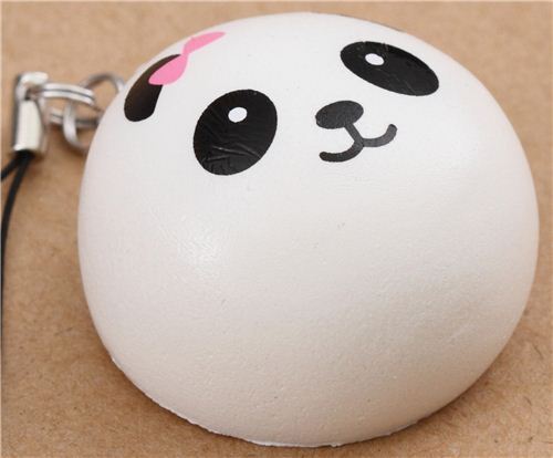 panda bear bun with pink bow squishy 3