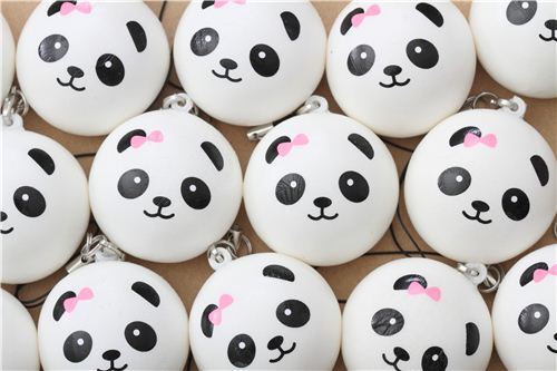 panda bear bun with pink bow squishy 4