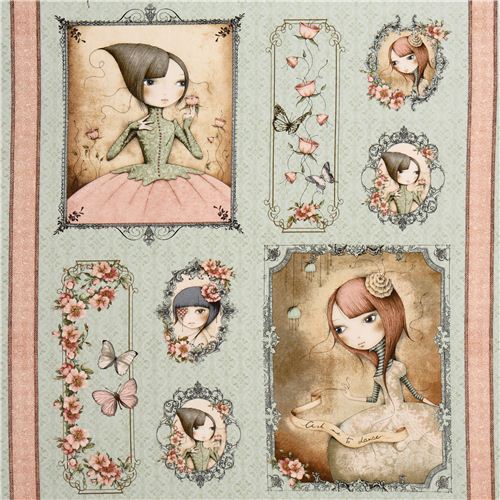 grner Gothic Mdchen Paneel Stoff Mirabelle Santoro Quilting Treasures Stoff