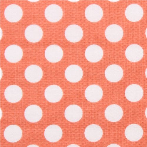 peach Michael Miller fabric Ta Dot with white dots Fabric