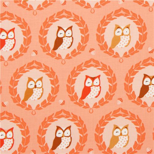 peach owl fabric Sweet Owlies by Michael Miller Fabric