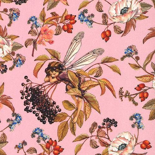 peach-pink elderberry flower fairy fabric by Michael Miller Fabric