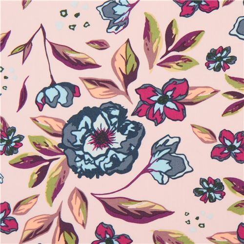 Pfirsichfarbener Stoff mit Retroblumenmuster Stoff