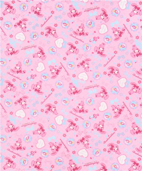 pink Bonbonribbon bunny dots bows Sanrio oxford fabric from Japan 0