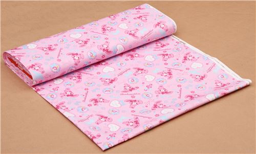 pink Bonbonribbon bunny dots bows Sanrio oxford fabric from Japan 0