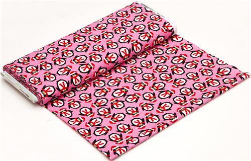 pinker Weihnachtsstoff mit Pinguinen von Robert Kaufman 3