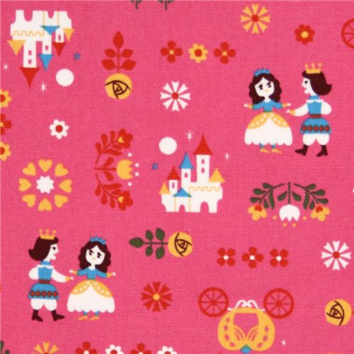 pink Cinderella Kokka oxford cloth fabric fairy tale 1
