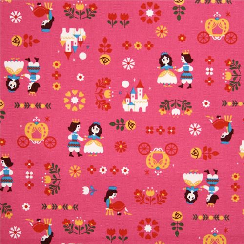 pink Cinderella Kokka oxford cloth fabric fairy tale 2