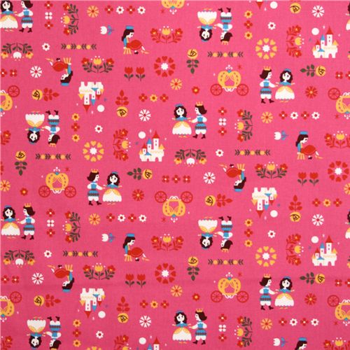 pink Cinderella Kokka oxford cloth fabric fairy tale 3