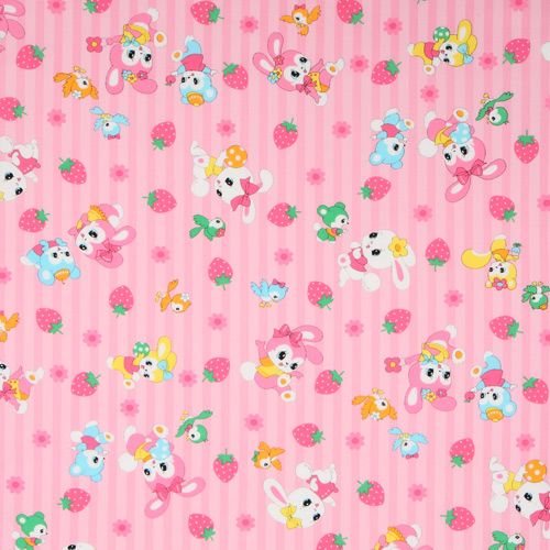 pink Easter fabric bunny bears birds strawberry 2