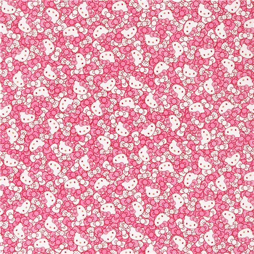 pink Hello Kitty cute face and bow fabric by Kokka  2
