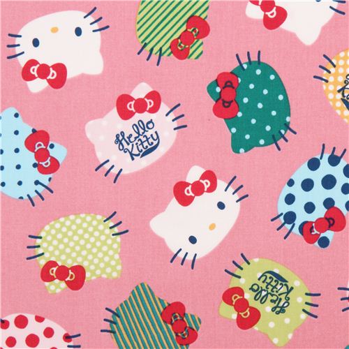 tessuto rosa facce di Hello Kitty Kokka 