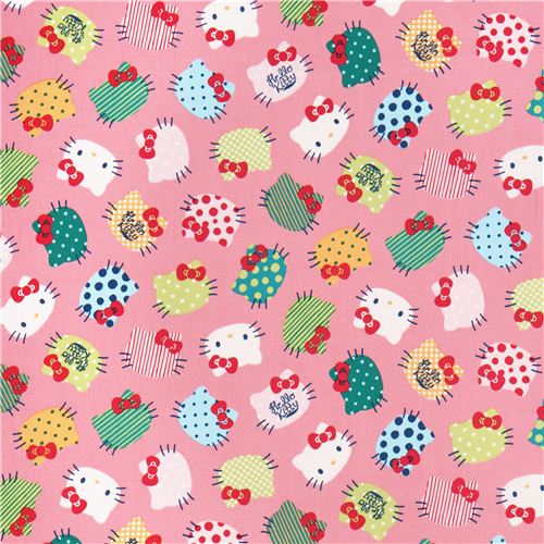 tessuto rosa facce di Hello Kitty Kokka  2