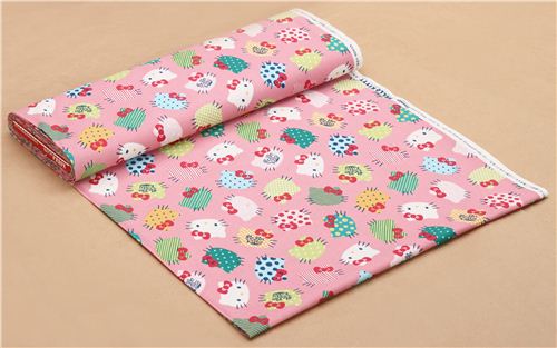 tessuto rosa facce di Hello Kitty Kokka  3