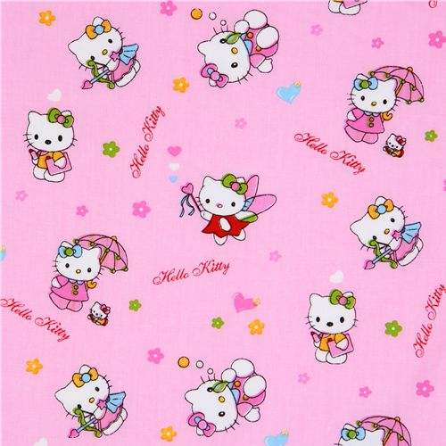 pink Hello Kitty fabric as fairy, Cupid, school girl 1