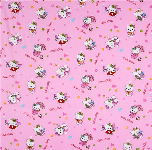 pink Hello Kitty fabric as fairy, Cupid, school girl 2